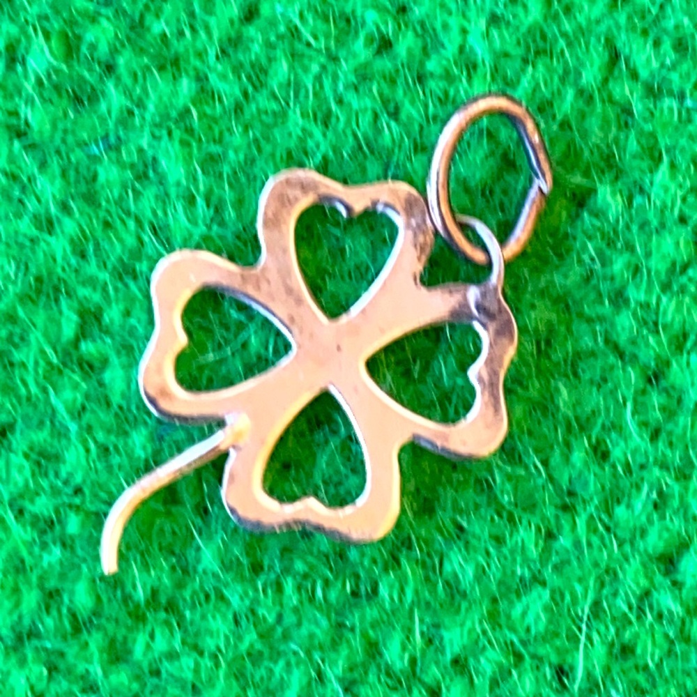 gold plated sterling silver Irish 4 clover charm Saint Patrics day